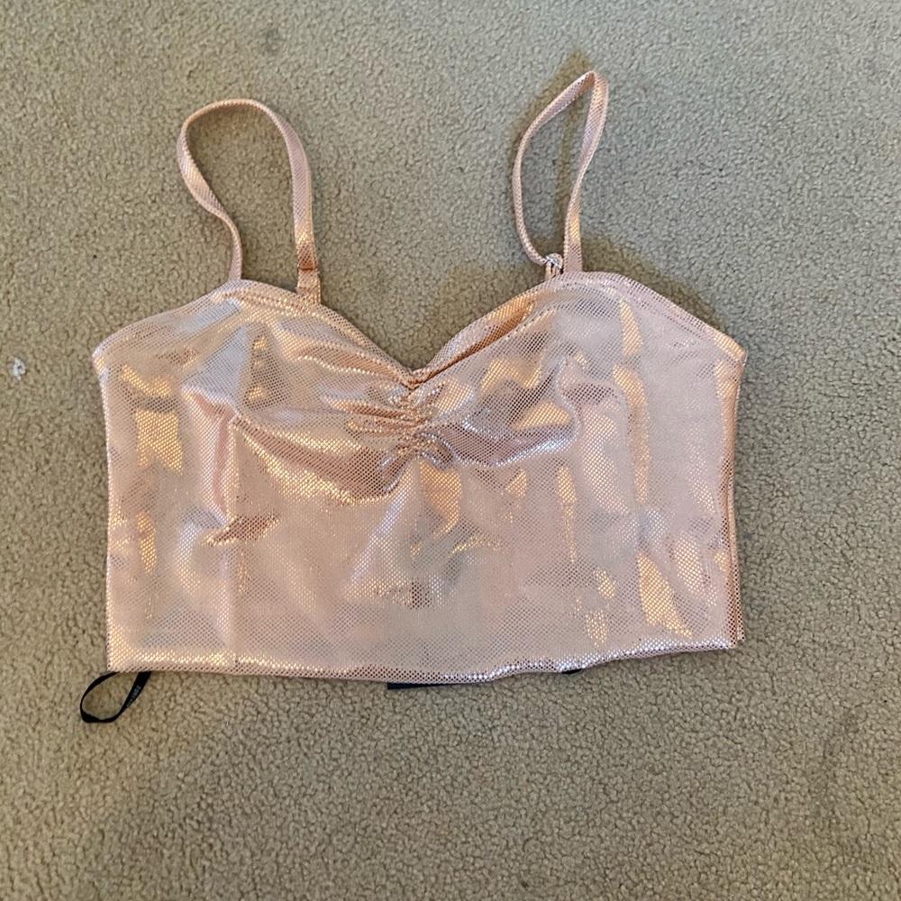 Metallic champagne crop top
